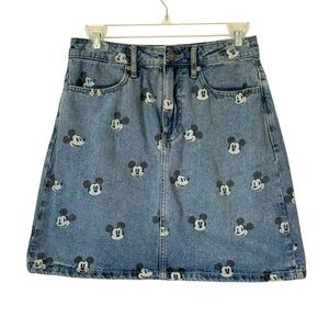 Vintage Y2K Mickey Mouse Jean Skirt Denim Mini Disney Land Cotton Size Small